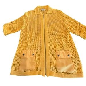 Allison Daley Golden Rod Crochet Shirt Jacket Roll Tab Sz Petite M Zip